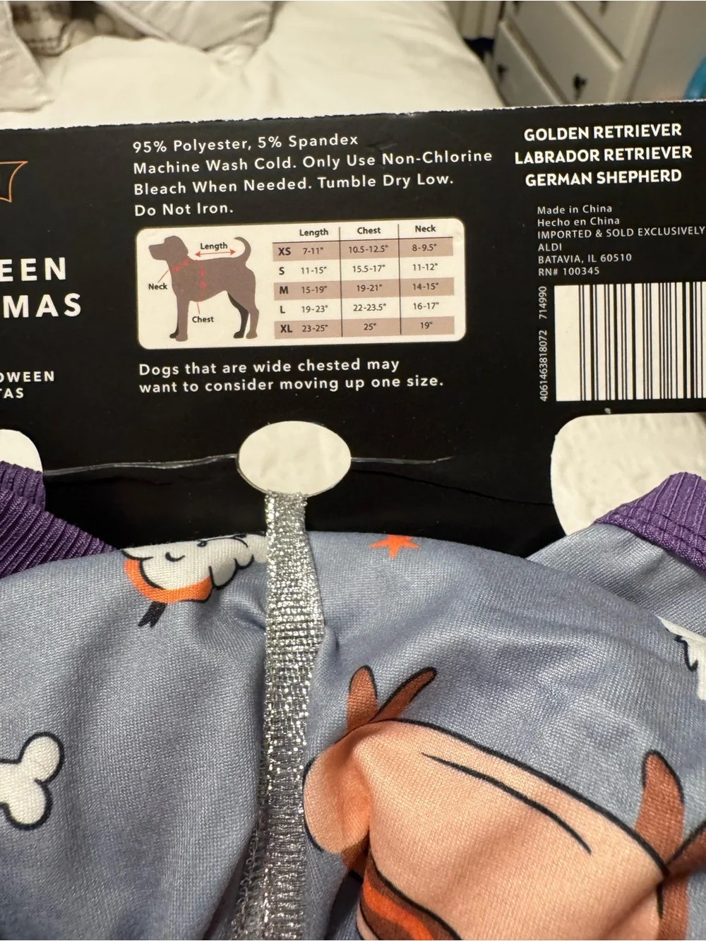 Halloween Dog Pajamas with Purple Trim - XL